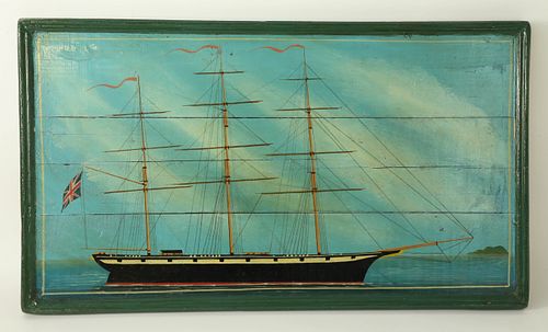 NAIVE PAINTING OF A BRITISH CLIPPER