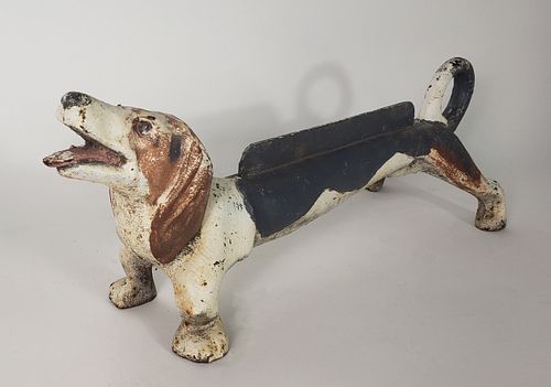 VINTAGE FIGURAL CAST IRON DACHSHUND 37c719