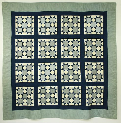 VINTAGE DENIM BLUE AND WHITE GEOMETRIC 37c747