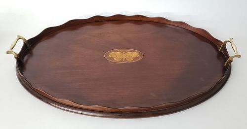 VINTAGE OVAL SATINWOOD INLAID BUTTERFLY 37c78c