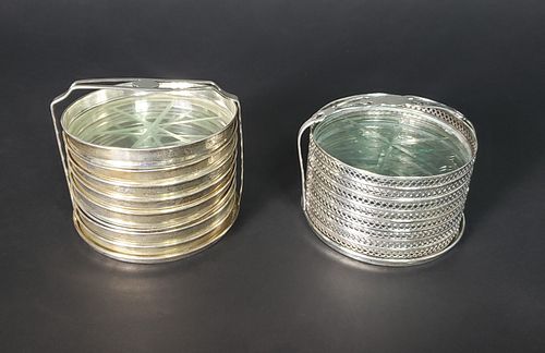 TWO STERLING SILVER COASTER CADDY 37c7ce