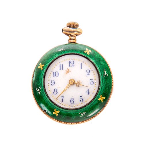 SWISS GF GOLD GREEN ENAMELED CASE 37c7dc