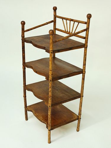 VINTAGE FOUR-TIER BAMBOO ETAGEREVintage
