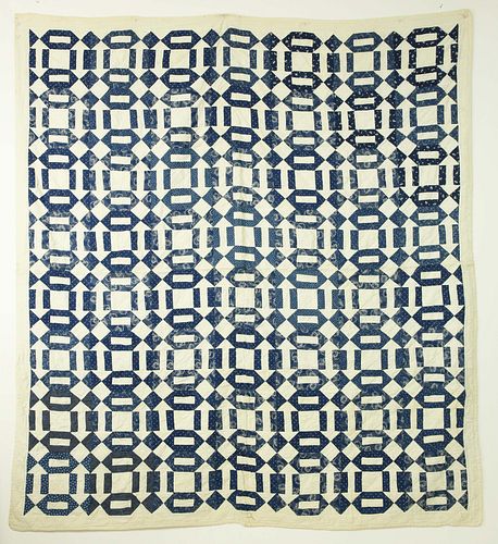 ANTIQUE NAVY BLUE AND WHITE GEOMETRIC 37c814