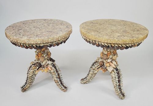 PAIR OF SEASHELL ENCRUSTED SIDE 37c83a