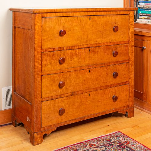 1800'S TIGER MAPLE CHEST1800's