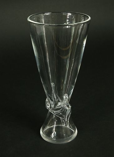 SIGNED STEUBEN CLEAR CRYSTAL VASE 37c845