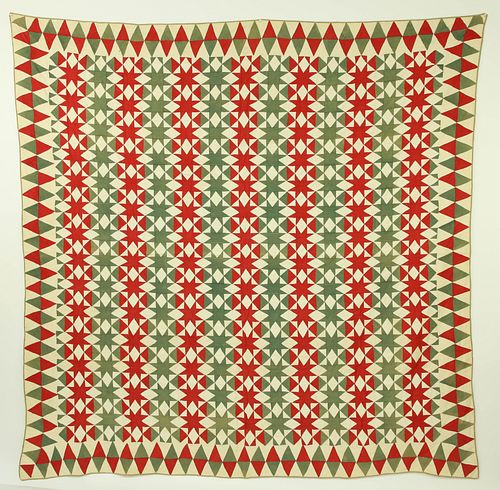 ANTIQUE RED AND GREEN STAR PATTERN 37c88f