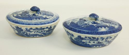 TWO CANTON TERRAPIN DISHES, 19TH