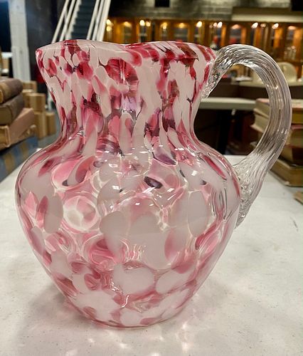 EARLY CRANBERRY SPATTERWARE WATER