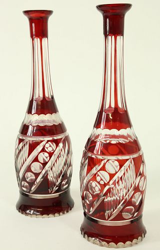 PAIR OF RUBY CUT TO CLEAR GLASS 37c942
