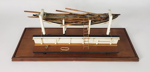 VINTAGE CASED MODEL OF A WHALING 37c94d