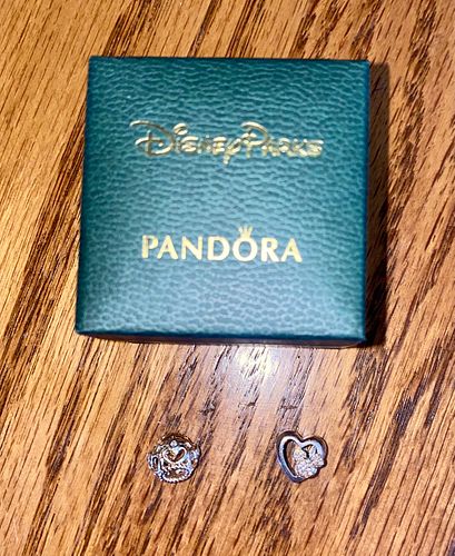 2 PANDORA 14K GOLD DIAMOND DISNEY 37c954