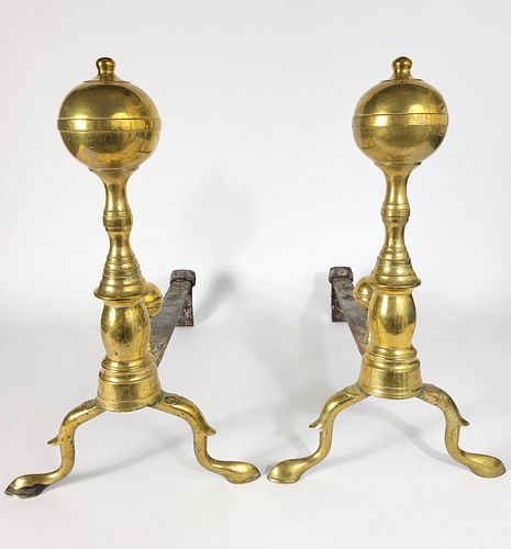 PAIR OF ANTIQUE BOSTON BRASS BALL 37c961