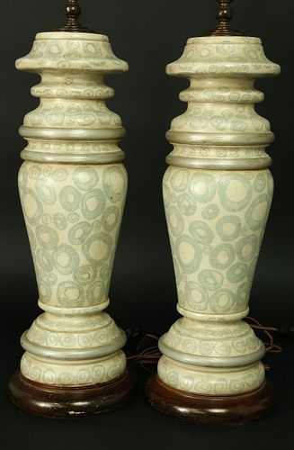 PAIR OF CARVED WOOD HAND PAINTED