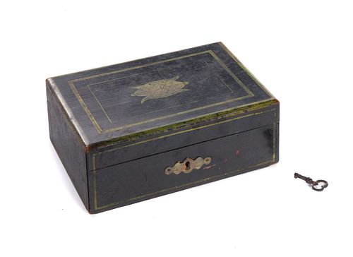 EARLY 1800'S INLAID & PAINTED BOXEarly