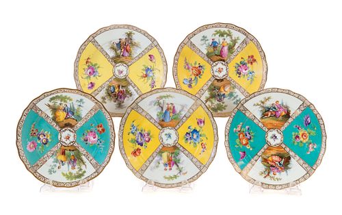 5 DRESDEN HAND PAINTED PORCELAIN PLATES5