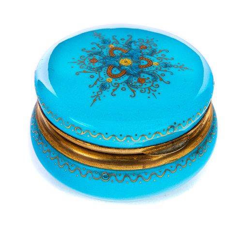 BLUE PORCELAIN BOX GOLD INTERIORBlue