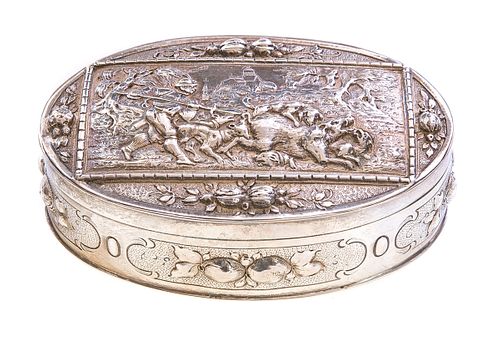 800 SILVER BOX HUNTING SCENE SPEAR801 37ca80