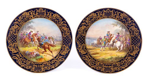 PAIR FRENCH SEVRES PORCELAIN PLATES 37ca96