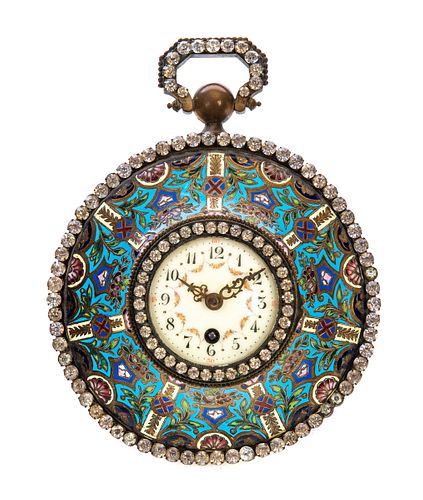 JEWELED CHAMPLEV ENAMEL CLOCKChamplev  37ca9e