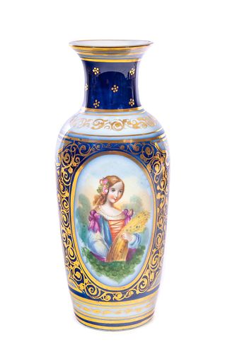 OLD PARIS FLOW BLUE PORCELAIN PORTRAIT