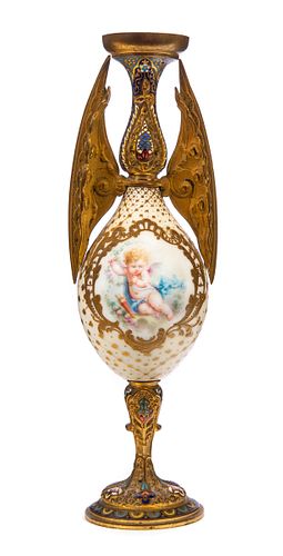 SEVRES PORCELAIN GILT BRONZE AND