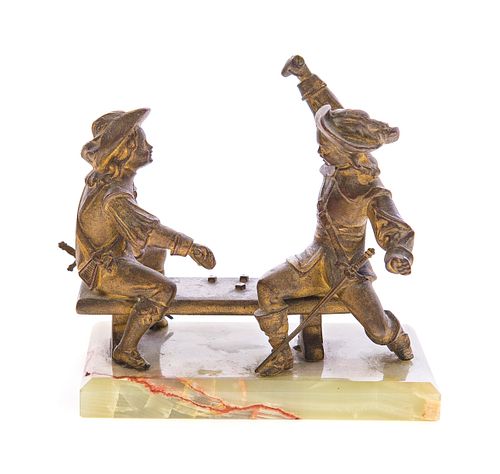 VIENNA BRONZE STATUE OF DICE PLAYERS 37caf5