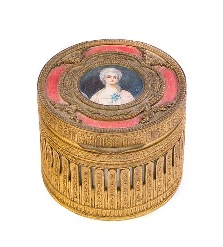 GILT BRONZE DRESSER BOX W/ MINIATURE