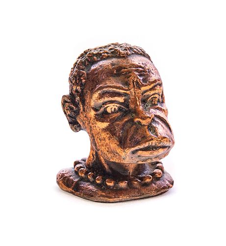 FOLK ART COPPER BUST BLACK AMERICANACopper