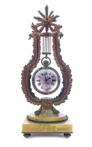 FRENCH BRONZE GLASS PAPERWEIGHT CLOCKFrench