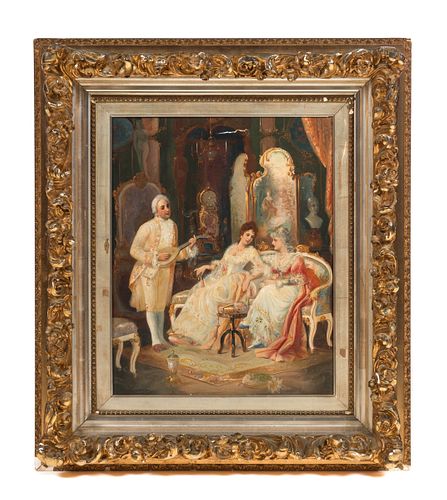 OIL ON CANVAS PAINTING FRENCH PARLOR 37cb4d