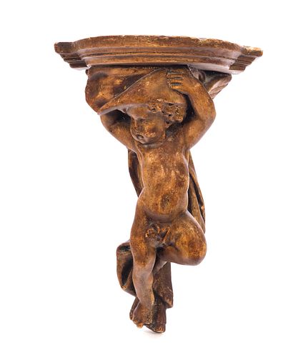 EARLY PLASTER CHERUB SCONCE SHELFEarly 37cb6e