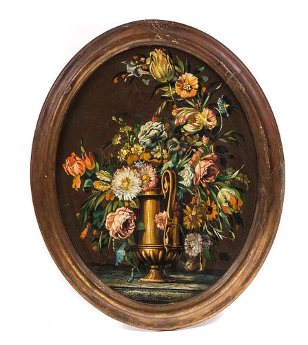 EARLY OIL ON CANVAS STILL LIFE FLORAL
