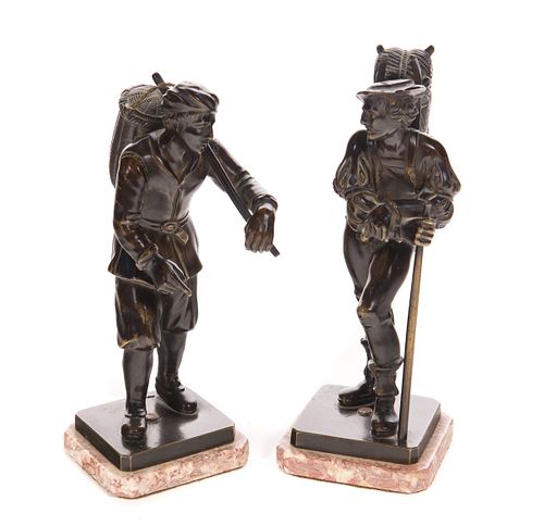 PAIR OF BRONZE TRAVELER BRONZES