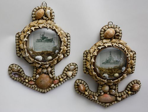 PAIR OF 19TH CENTURY SHELL ENCRUSTED