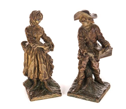 PAIR OF EARLY FRENCH BRONZE SCULPTURES 37cbda