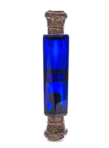 LARGE BLUE ART GLASS DOUBLE PERFUME 37cbf5