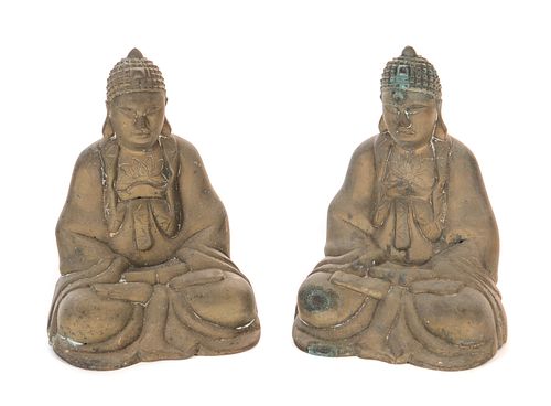 PAIR OF CAST METAL BUDDHA'SPair