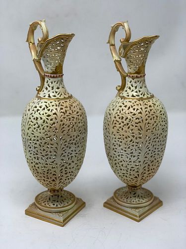 PAIR OF ROYAL WORCESTER RETICULATED