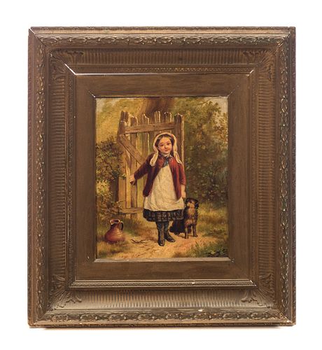 ANTIQUE OIL PAINTING ON BOARD LITTLE