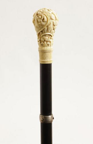 ACANTHUS CARVED WALKING STICK  37cc70