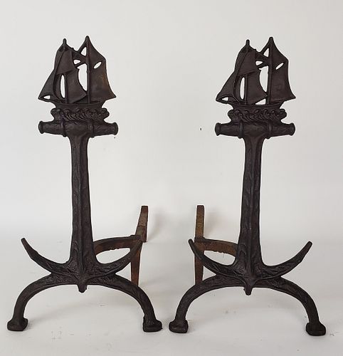 PAIR OF VINTAGE CAST IRON ANCHOR