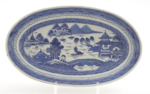 CANTON OVAL FISH PLATTER, 19TH