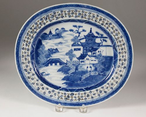 CANTON RETICULATED PORCELAIN OVAL