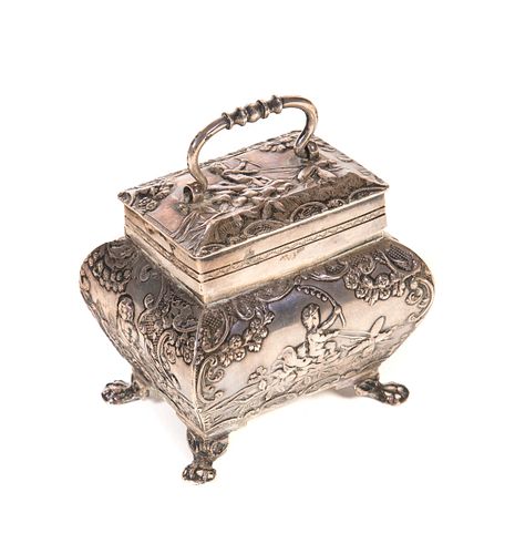 HALLMARKED SILVER BOX WITH CUPIDSHallmarked 37ccd1