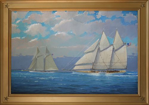 WILLIAM LOWE OIL ON LINEN CRUISING 37cced