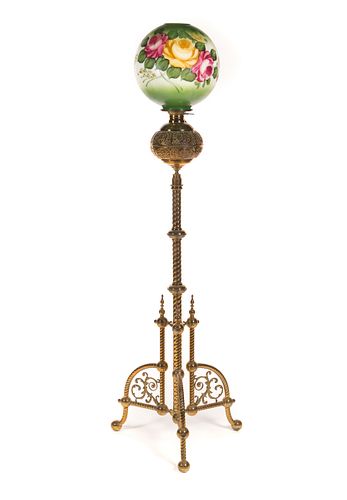 VICTORIAN BRASS ORGAN LAMPVictorian