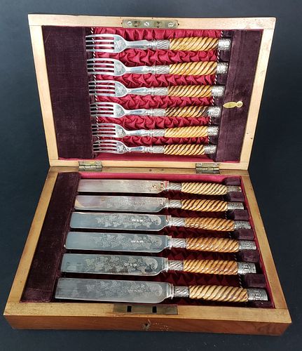 CASED SET OF 6 PAIRS OF SHEFFIELD SILVER