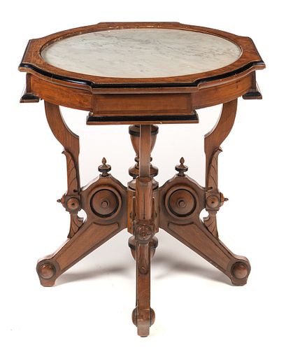 WALNUT VICTORIAN INSET MARBLE TABLEWalnut 37cd01